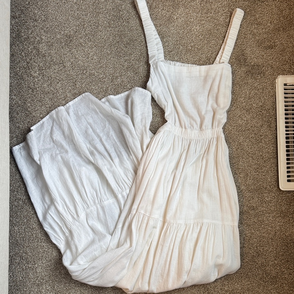 Abercrombie Cream Tiered Maxi Dress with Square Neck